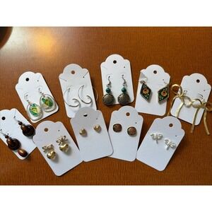 10 Pair Pierced Earrings Mixed Lot Mosaic, Cloisonne, Gold & Silver Tone